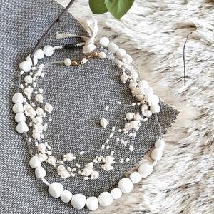 LOT OF X2🔥Vintage White Gem Beads Necklace🍒 Pear Layered Necklaces